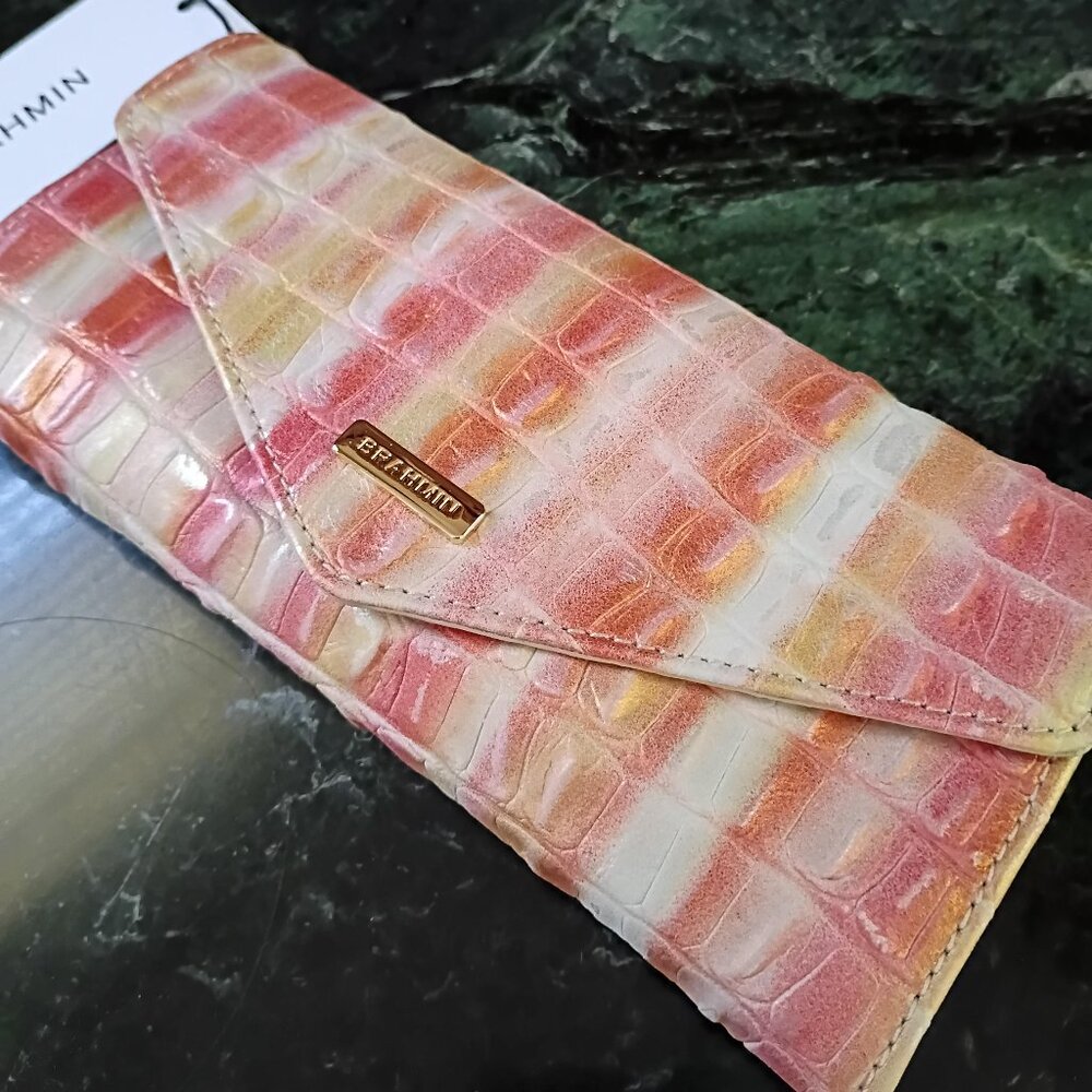 NWT Brahmin Veronica Royalton Metallic Coral, Rose, Peach, Bronze Leather Wallet - Picture 11 of 13